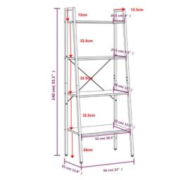 Berkfield Home 4-Tier Standing Shelf Black 56x35x140 cm - Size: 56 x 35 x 140 cm - thumbnail 8