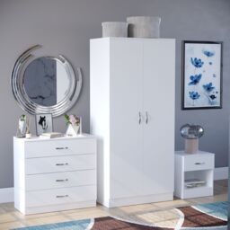 Home Discount Vida Designs Riano Trio Bedroom Set 3 Piece Storage Furniture in White - thumbnail 1