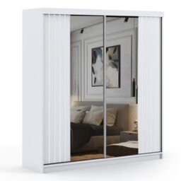 Sliding Wardrobes 4U Modern Double Sliding Wardrobe with LED Light W203cm x H217cm x D62cm in White - thumbnail 2