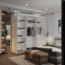 Sliding Wardrobes 4U Modern Double Sliding Wardrobe with LED Light W203cm x H217cm x D62cm in White - thumbnail 3