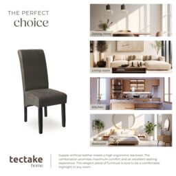 tectake Dining Chair Set Of 2 - Gray Marbled in Grey - Size: 2 Pack - thumbnail 7