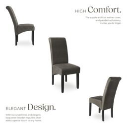 tectake Dining Chair Set Of 2 - Gray Marbled in Grey - Size: 2 Pack - thumbnail 3
