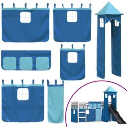 Berkfield Home Bunk Bed without Mattress with Slide & Curtains Blue 90x200 cm - thumbnail 5