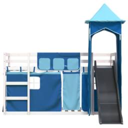Berkfield Home Bunk Bed without Mattress with Slide & Curtains Blue 90x200 cm - thumbnail 7