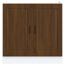 "Berkfield Home Sink Base Cabinet¬†""Porto"" Brown Oak 80x46x81.5 cm¬†Engineered Wood - Size: 80x46x81.5 cm" - thumbnail 4