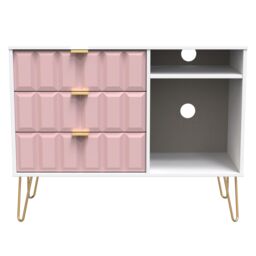 Ready Assembled 2 U Metro 3 Drawer TV Unit (Ready Assembled) in Dusty Pink