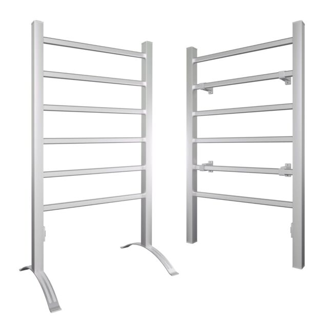 Costway 2-in-1 Electric Towel Warmer 100W Heater Drying Cloth Stand Towel Rack w/6 Bars in Silver - image 1