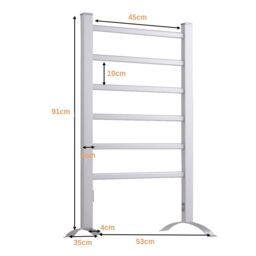 Costway 2-in-1 Electric Towel Warmer 100W Heater Drying Cloth Stand Towel Rack w/6 Bars in Silver - thumbnail 2