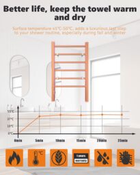 Costway 2-in-1 Electric Towel Warmer 100W Heater Drying Cloth Stand Towel Rack w/6 Bars in Silver - thumbnail 5