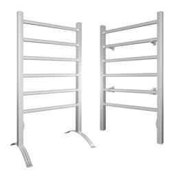 Costway 2-in-1 Electric Towel Warmer 100W Heater Drying Cloth Stand Towel Rack w/6 Bars in Silver