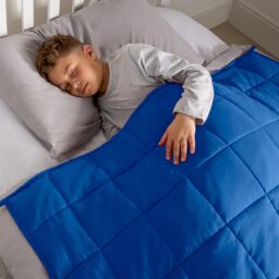 OHS Kids Plain Reversible Weighted Blanket Soft Sensory Sleep Throw in Blue - Size: 100 cm × 150 cm - thumbnail 1