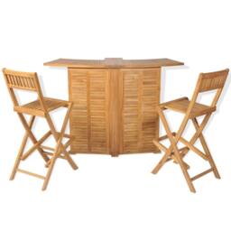 Berkfield Home 3 Piece Bistro Set with Folding Chairs Solid Teak Wood in Brown - thumbnail 1