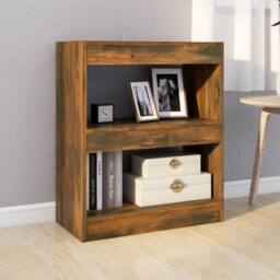 Berkfield Home Book Cabinet/Room Divider Smoked Oak 60x30x72 cm in Brown - Size: 60 x 30 x 72 cm - thumbnail 3