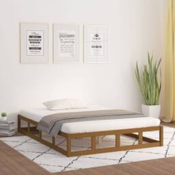 Berkfield Home Beautiful Bed Frame Honey Brown 150x200 cm King Size Solid Wood - thumbnail 2