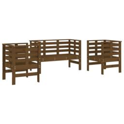Berkfield Home Beautiful 3 Piece Garden Lounge Set Honey Brown Solid Wood Pine - thumbnail 3