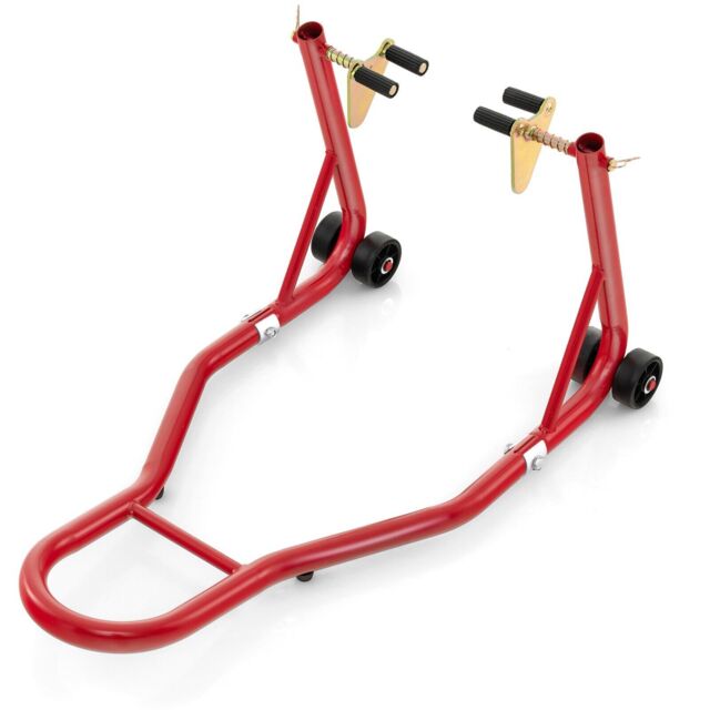 Costway Front Wheel Motorcycle Stand Highly Stable Universal Paddock Lift Stand in Red - image 1