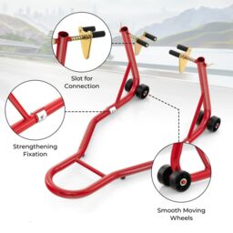 Costway Front Wheel Motorcycle Stand Highly Stable Universal Paddock Lift Stand in Red - thumbnail 6
