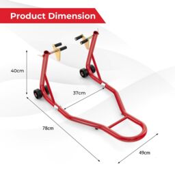 Costway Front Wheel Motorcycle Stand Highly Stable Universal Paddock Lift Stand in Red - thumbnail 2