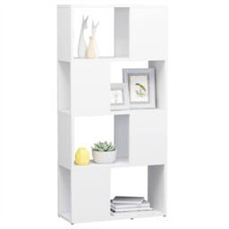 Berkfield Home Book Cabinet Room Divider White 60x24x124.5 cm Engineered Wood - thumbnail 4