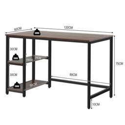 Costway 120x60cm Computer Desk Industrial Writing Table w/Storage Shelves in Walnut - Size: 120x60 cm - thumbnail 2