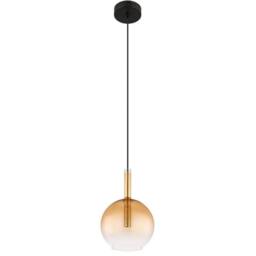Netlighting Lopusa Globe Slim Pendant Matt Black Amber Glass Shade 1x G9 - thumbnail 2