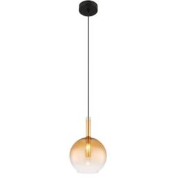 Netlighting Lopusa Globe Slim Pendant Matt Black Amber Glass Shade 1x G9 - thumbnail 1