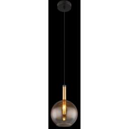 Netlighting Lopusa Globe Slim Pendant Matt Black Amber Glass Shade 1x G9 - thumbnail 3