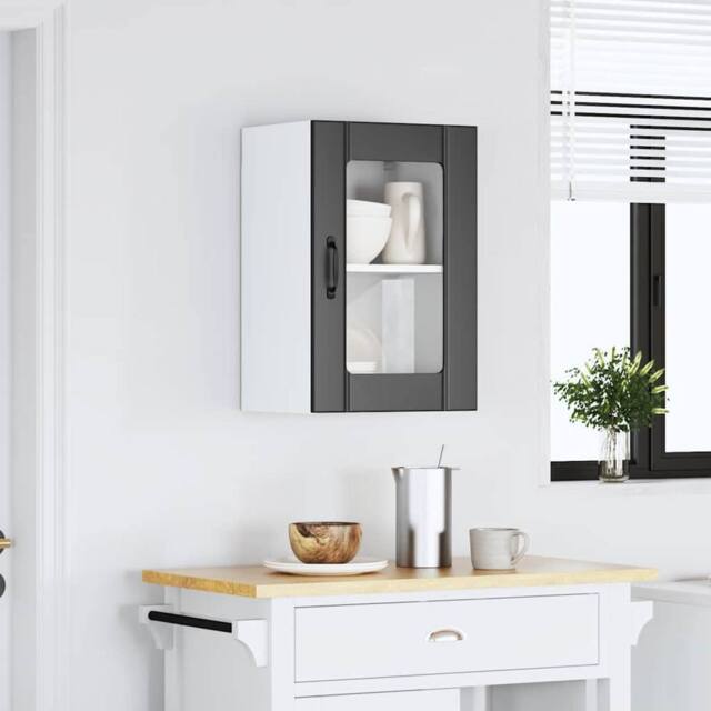 Berkfield Home Kitchen Wall Cabinet with Glass Door Lucca Black - image 1