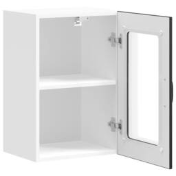 Berkfield Home Kitchen Wall Cabinet with Glass Door Lucca Black - thumbnail 7