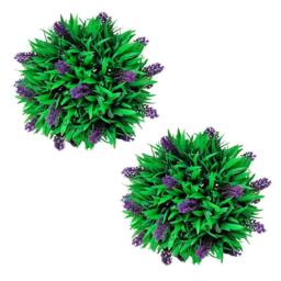 Berkfield Home Set of 2 Artificial Boxwood Ball with Lavender 28 cm in Green - thumbnail 2