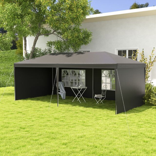 OUTSUNNY 6m x 3m Garden Gazebo Marquee Canopy Party Tent Canopy Patio in Dark Grey - image 1