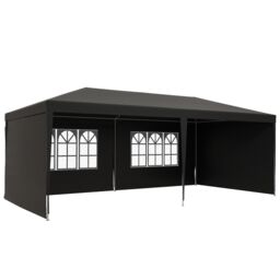 OUTSUNNY 6m x 3m Garden Gazebo Marquee Canopy Party Tent Canopy Patio in Dark Grey - thumbnail 2