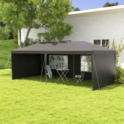 OUTSUNNY 6m x 3m Garden Gazebo Marquee Canopy Party Tent Canopy Patio in Dark Grey - thumbnail 1