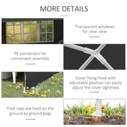 OUTSUNNY 6m x 3m Garden Gazebo Marquee Canopy Party Tent Canopy Patio in Dark Grey - thumbnail 6