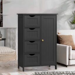 Rafaelo Mobilia Industrial Kitchen Baker's Rack With Storage Shelves & Cabinet in Black - thumbnail 4