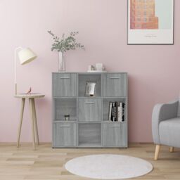 Berkfield Home Book Cabinet Grey Sonoma 90x30x90 cm Engineered Wood - Size: 90 x 30 x 90 cm - thumbnail 1