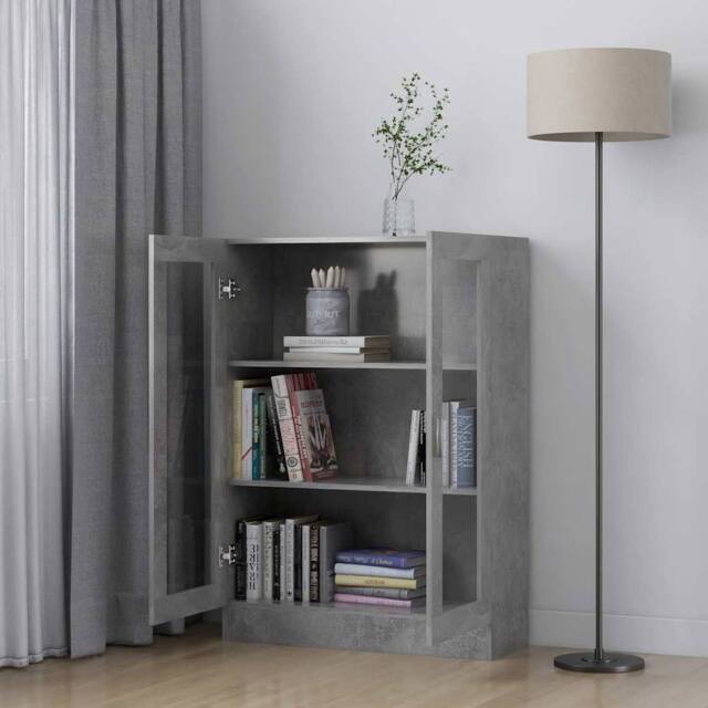 Berkfield Home Vitrine Cabinet Concrete Grey 82.5x30.5x115 cm Engineered Wood - image 1
