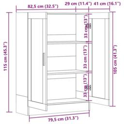 Berkfield Home Vitrine Cabinet Concrete Grey 82.5x30.5x115 cm Engineered Wood - thumbnail 9