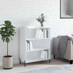 Berkfield Home Shelf Cabinet High Gloss White 69.5x32.5x90 cm Engineered Wood - thumbnail 1