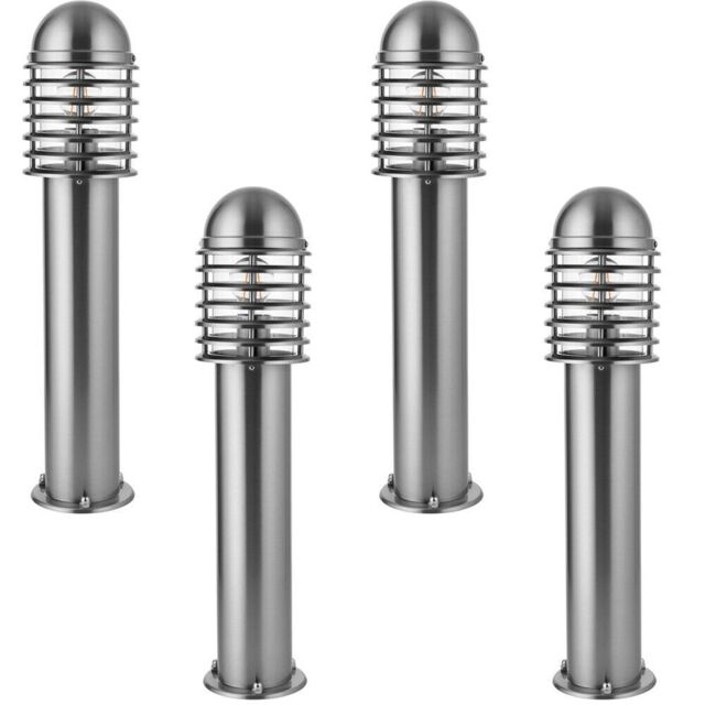 Loops 4 PACK Outdoor Post Bollard Light Polished Steel Vandal Proof External Pathway in Metallics - image 1