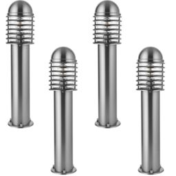 Loops 4 PACK Outdoor Post Bollard Light Polished Steel Vandal Proof External Pathway in Metallics