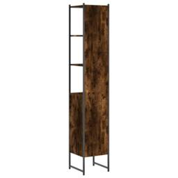 Berkfield Home Bathroom Cabinet Smoked Oak 33x33x185.5 cm Engineered Wood in Brown - thumbnail 8