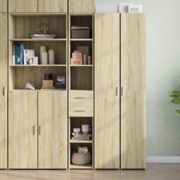 Berkfield Home Highboard Sonoma Oak 30x42.5x185 cm Engineered Wood in Brown - thumbnail 1