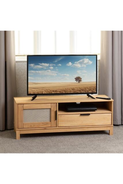 Seconique Corona Rattan 1 Door 1 Drawer TV Unit in Natural - image 1