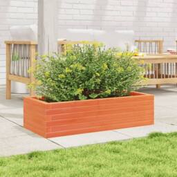 Berkfield Home Decorative Garden Planter Wax Brown 90x40x23 cm Solid Wood Pine - Size: 90 x 40 x 23 cm - thumbnail 1