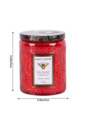 Living and Home Embossing Glass Cup Soy Wax Scented Candle with Lid in Red - thumbnail 2