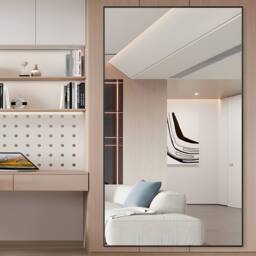 CASSILANDO Full Length Mirror/Standing Wall Mirror with Aluminum Alloy Frame in Black - Size: 165 cm x 60 cm x 1.4 cm - thumbnail 5
