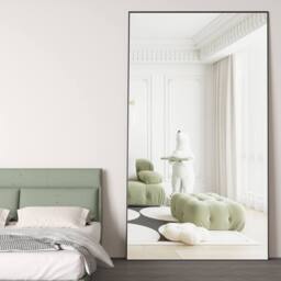 CASSILANDO Full Length Mirror/Standing Wall Mirror with Aluminum Alloy Frame in Black - Size: 165 cm x 60 cm x 1.4 cm - thumbnail 3