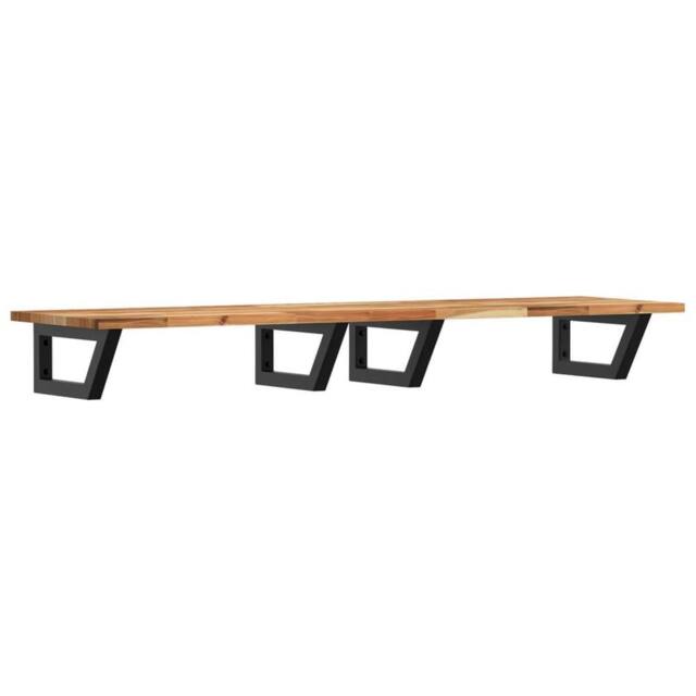 Berkfield Home Basin Shelf Wall Mounted Steel & Solid Wood Acacia in Brown - image 1