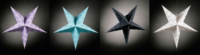 Orsina Sturdy 4 Assorted Paper Stars Shades, Hanging Star Paper Lampshades For Bedroom, Origami Star Paper Decor - image 1